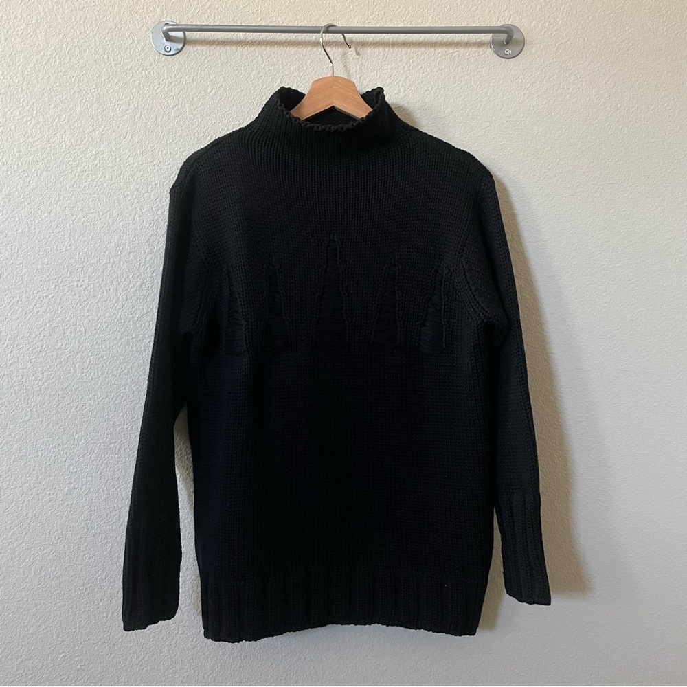 Jill Sander Chunky Knit Mock Neck Pullover Sweater Sz:36 Black